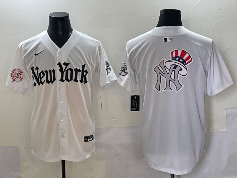 Men 2025 New York Yankees Blank White Five generations Joint Name Nike MLB Jersey style 74->new york yankees->MLB Jersey